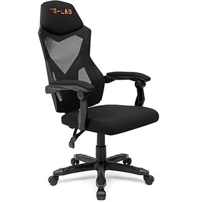 The G-Lab K-Seat Rhodium ATOM Chaise Gaming en Maille Respirante, Chaise de Bureau Ergonomique Confortable, Appui-Tête Rembourré, Dossier Inclinable jusqu’à 120°, Poids max 120kg - New (Noir)