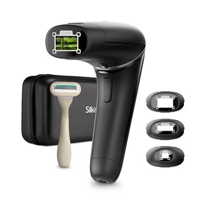 Silk'n Hair Remover for Women and Men - Silk'n 7 - IPL Hair Removal Device - Rotatable Head, 3 Attachments, and Razor - For Face, Bikini Line, and Body - Suitable for All Skin Tones - Black