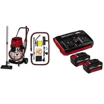 Einhell Professional Aspirador de seco-húmedo con batería TP-VC 36730 S Auto-Solo Power X-Change (Iones de Litio, 36 V, función de conectividad, función Eco/Boost) + Twinpack 4 Ah