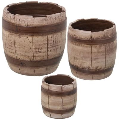 Alexandra House Living Blomkrukset brun keramisk fat (3 delar)