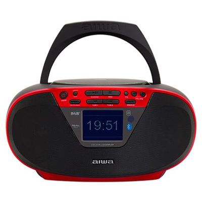 Aiwa BBTU-500DAB/RD Radio CD Portable Dab+ avec écran Couleur 2,4", Bluetooth 5.0, USB, CD/CDR/RW/MP3, Dab+. Couleur : Rouge