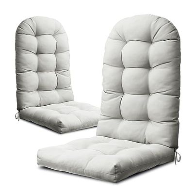 YEFU Adirondack stolskudde, gungstolskuddar hög rygg, förtjockad uteplats stolskudde för inomhus och utomhus, 124 x 50 x 12,7 cm, ljusgrå, 2-pack