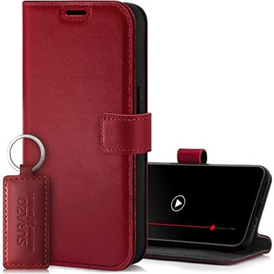 SURAZO Premium hoes voor mobiele telefoon voor Samsung Galaxy S24, van leer, inklapbaar, echt leer, beschermhoes, magneet, kaartenvak, RFID-bescherming, standfunctie, flip klaphoes, wallet case, costa