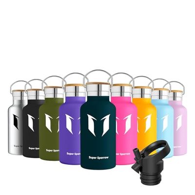 Super Sparrow Drinkfles - 350ml - RVS Waterfles met Herbruikbaar Rietje (2 Doppen), Lekvrij en Vacuüm-Geïsoleerd, BPA-vrij – Ideaal voor Sport & Outdoor