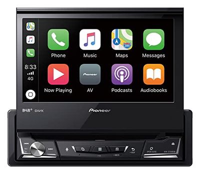 Pioneer AVH-Z7200DAB Leitor multimédia 1-DIN, ecrã táctil suspenso de 7" e 24 bits, conectividade por cabo USB, Apple CarPlay, Android Auto, Dab/Dab +, Waze, Bluetooth, GEQ de 13 bandas