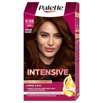 Schwarzkopf - Palette - Coloration Permanente Cheveux - Crème Soin - Couvre 100% Des Cheveux Blancs - Tenue 8 Semaines - Chatain Acajou 650