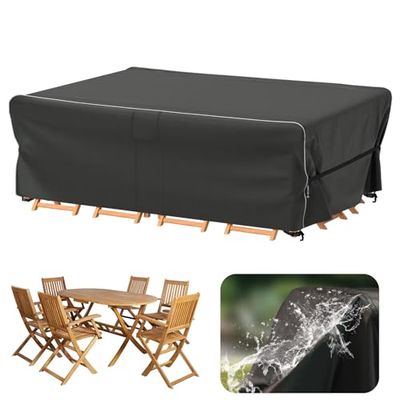 Velway Afdekking voor tuinmeubelen, waterdicht, 200 x 160 x 74 cm, winddichte beschermhoes met reflecterende strepen, 600D Oxford meubelsets, afdekking, stofdicht, afdekhoezen voor tuintafel,