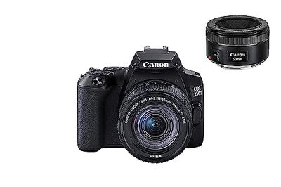 Canon EOS 250D (Juodas) + EF-S 18-55mm f/4-5.6 IS STM + EF 50mm f/1.8 STM Nero