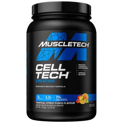 MuscleTech CellTech Creatine Monohydrate Powder, Post Workout Recovery Drink, Muscle Building & Recovery, Powdered Shake With 3g Creatine, 26 Servings, 1.13kg, Tropical Citrus