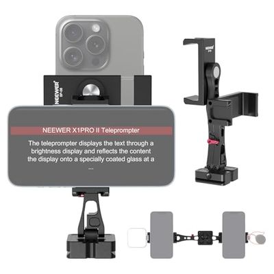 NEEWER Adaptateur Support de Trépied Téléphone en Métal avec Base Arca QR,Support de Pince à Double Clip pour Téléphone Portable Rotatif à 360°avec 4 Sabots Froids Compatible avec iPhone Samsung,SP-08