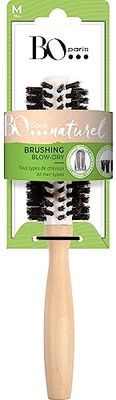 Bo...Paris - Collection : naturel - Brosse à cheveux en bois - Brosse brushing blow- dry - Brosse 100% en poils de sanglier - Chaleur uniforme céramique - Pour tous types de cheveux - Lot de 1