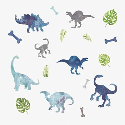 RoomMates RMK4101SCS - Adesivi da parete con dinosauro acquerello, blu, verde, grigio