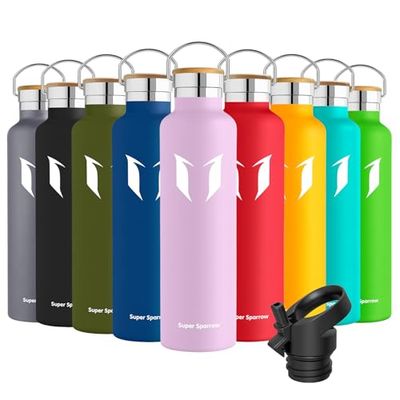 Super Sparrow Borraccia Termica 1L, Bottiglia Termica Senza Perdite - Senza BPA Borracce, per Bambini, Scuola, Sport, Campeggio, Yoga, Palestra, Ciclismo