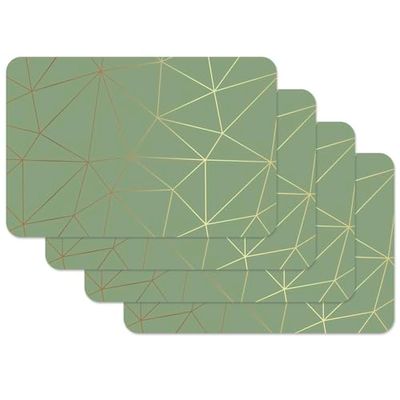 Place Mat Polygon Gold 45 x 30 cm Pack of 4 Width 30 cm Length 45 cm Pack of 4