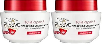 L’ORÉAL PARIS - Masque Reconstituant - Cheveux Abimés - 5 en 1 - Enrichi en Acides Aminés et Céramide - Elseve Total Repair 5-310 ml (Lot de 2)