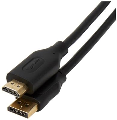 Amazon Basics DisplayPort naar HDMI-beeldschermkabel, unidirectioneel, 4k@30Hz, 1920 x 1200, 1080p, vergulde stekkers, 4,5 m, zwart
