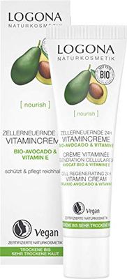 Organic Cell-Renewing, 24-Hour Vitamin Cream from Logona Natural Cosmetics for Dry to Very Dry Skin with Organic Avocado & Vitamin E, Intensively Protects & Nourishes Natural & Vegan, 30 ml
