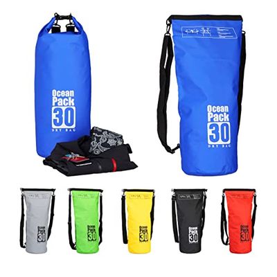 Relaxdays Ocean Pack, 30 liter, licht, waterdichte tas, zeilen, snowboarden, outdoor droogtas, Dry Bag, plunjezak, blauw