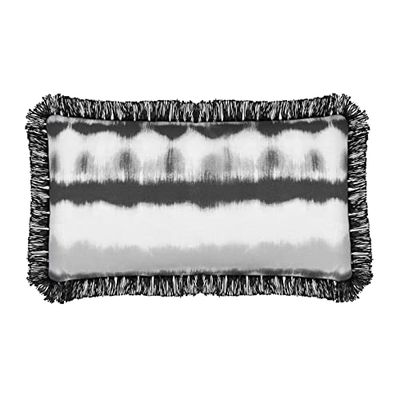 Sleepdown Slips färg frans fylld kudde mjuk dekorativ bomullskudde för heminredning soffa sovrum och bil - 35 cm x 50 cm - svart