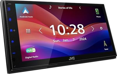 JVC KW-M595DBT - 17,3 cm WSVGA (1024 x 600px) Moniceiver met DAB+/FM, CarPlay, Android Auto, Apple & Android USB-mirroring, Bluetooth, capacitief touchpaneel, DSP, 4 x 50 watt, 3 x Pre-Out 2,5V
