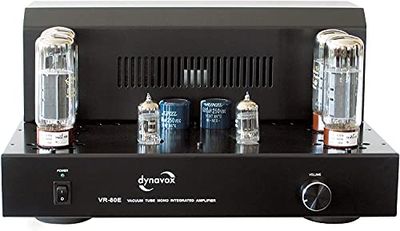 Dynavox VR-80 Amplificador integrado mono a válvulas, amplificador HiFi para um som valvular quente, design vintage com grade de proteção removível, preto