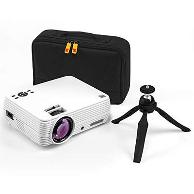 KODAK FLIK X7,Proiettore domestico (Max 1080p HD) con treppiede, custodia inclusa, compatto, progetti fino a 150 pollici, risoluzione nativa 720p e 30.000 ore, lampada LED lumen, VGA, HDMI e USB