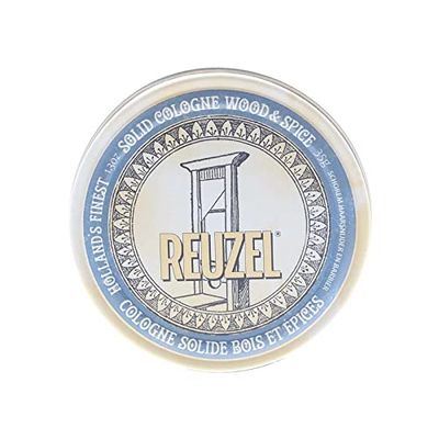 Reuzel Solid Cologne Wood and Spice - Easy to Apply - with Notes of Lemon Zest, Cedarwood and Clove - Wax Based Formula - Subtle Fragrance that Lasts All Day - for Gym, Travel or On-The-Go - 35 g
