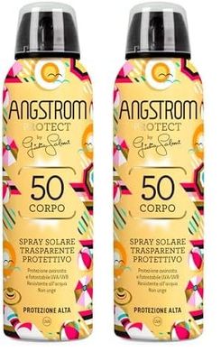 Angstrom Protect Spray Solare Trasparente Protettivo Corpo SPF 50+, by Giulia Salemi, 200 ml (Confezione da 2)
