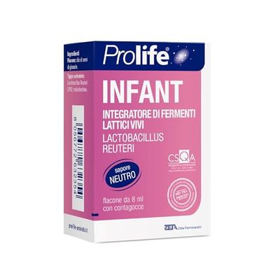 Prolife - Infant, Integratore per Bambini 0-24 Mesi con Lactobacillus Reuteri, 100 Milioni di Fermenti per Dose, 30 Dosi, Migliora la Digestione, Senza Zuccheri, 8 ml