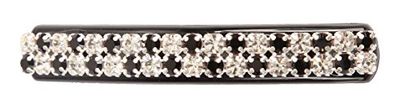 Caravan 0.5 oz LG Automatic Barrette with Jet and Crystal Swarovski Rhine Stone
