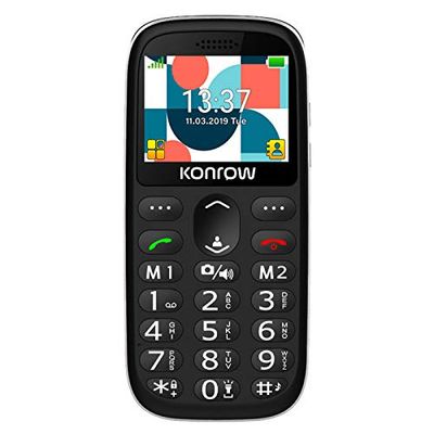 Konrow Senior 231 - Pantalla de 2,31 pulgadas, doble SIM, base de carga incluida, color negro
