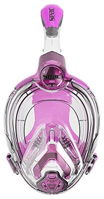 SEAC Libera, Masque de Plongée avec Tuba Intégré de dernière Génération, Silicone Hypoallergénique, Libération Rapide, Transparent/Rose, Junior