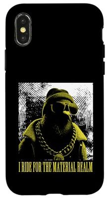 Funny Bitcoin Pigeon I Ride For The Material Realm Case for iPhone X/XS