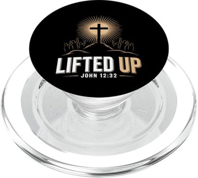 Levantado Juan 12:32 Cruz Cristiana Escritura de fe PopSockets PopGrip para MagSafe