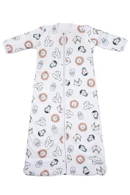 Meyco baby zebra lined sleeping bag (100% coton, full zip, skin-friendly, infroissable, perfect fit, size : 70), blanc
