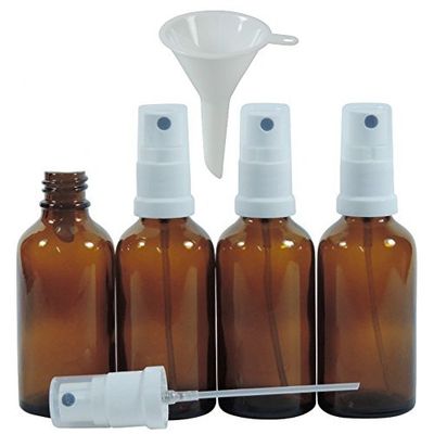 Viva Haushaltswaren 4 frascos de farmácia em spray (50 ml, vaporizador garrafas em vidro castanho inclui funil, 39106