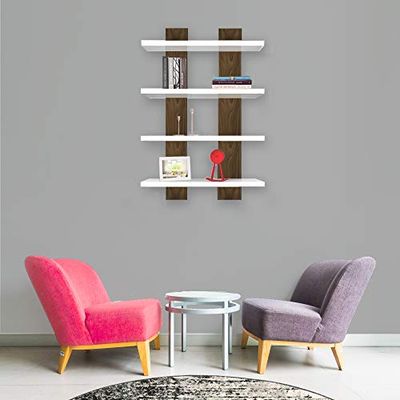 Homemania ARD610 Mensola Nergis, Bianco, Noce in Legno, 50 x 17 x 80cm
