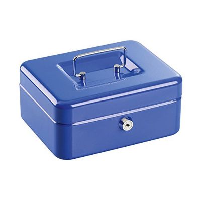 Axentia – Caja de caudales de acero con cerradura con llaves y extraíble Euro cambio – Bandeja para caja de caudales de seguridad, color: colores aleatorios, 19,5 cm