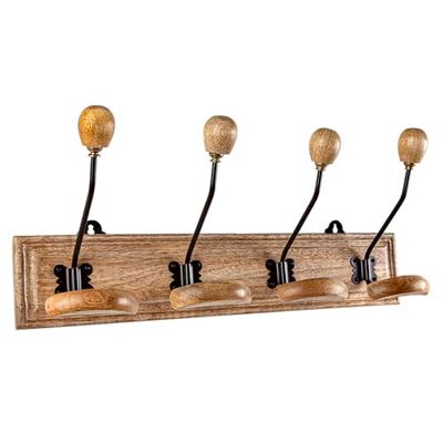 Romimex Perchero de Pared Natural Madera Metal 48 x 22 x 12 cm