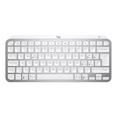 Logitech MX Keys Mini Tastiera Illuminata Wireless, Minimal, Compatta, Bluetooth, Retroilluminata, USB-C, Compatibile con Apple macOS, iOS, Windows, Linux, Android, in Metallo - Grigio chiaro