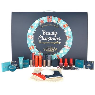 Calendario de Adviento de maquillaje – Blush, barnizado, Hilighter, lápiz delineador – 24 sorpresas para cara, ojos, labios, uñas, caja de Navidad, cosmética, belleza, maquillaje, regalo – French