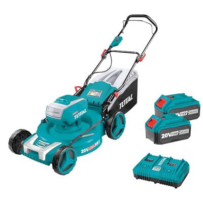 TOTAL - Cortacésped Brushless A Batería | Batería de 40V de Larga Duración | Incluye 2 Baterías y Cargador Rápido Doble | Fácil de Montar |con Ajuste de Altura | Cómodo de Manejar