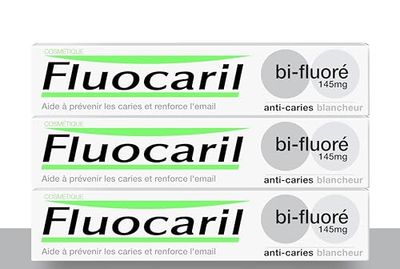 Fluocaril Kosmetyki - Bifluorowa pasta do zębów 145 mg biel - wzmocniona emalia, silne zęby, udowodniona skuteczność, białe zęby - zestaw 3x75ml