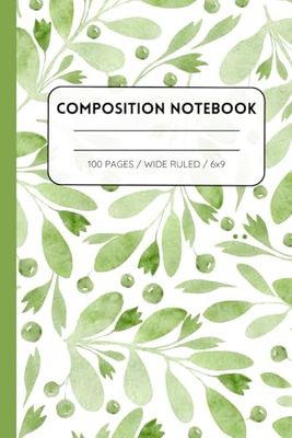 Green Composition Notebook Wide Ruled: Aesthetic Notebook | Eco-Friendly Wide Ruled Notebook for Students | School & Office Supplies
