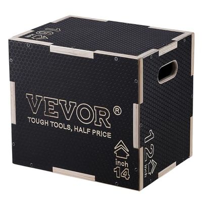 VEVOR SS-M-16-14-12, 36/45/30 cm houten multiple, platform en springbehendigheid, antislip fitnessoefening, opstapbox voor thuissportschool, conditionering krachttraining, zwart