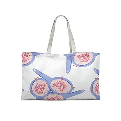 Bonamaison Printed Tote Bag, Reusable Grocery Bag, Shopping Bag, Machine Washable, Foldable, Canvas Cloth Bag with Handles, 47x42 Cm