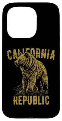 California Republic USA Bear Design in stile vintage Custodia per iPhone 15 Pro