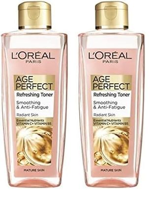 L'Oreal Paris Age Perfect Smoothing and Anti Fatigue Vitamin C Refreshing Toner, Black, 200 ml (Pack of 2)