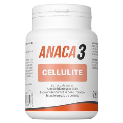 ANACA 3 - Cellulite - Complément Alimentaire - Action Drainante & Agit Sur La Peau D'Orange(1) - Curcumine, Marc De Raisin, Vitamine C & Minéraux - Programme 15 Jours - Fabriqué En France - 90 Gélules