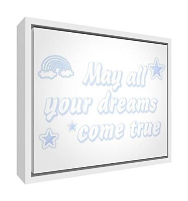 Feel Good Art - lienzo con impresión ecológica, enmarcado, para habitación infantil, con marco de madera maciza blanca azul azul suave Talla:44 x 34 cm